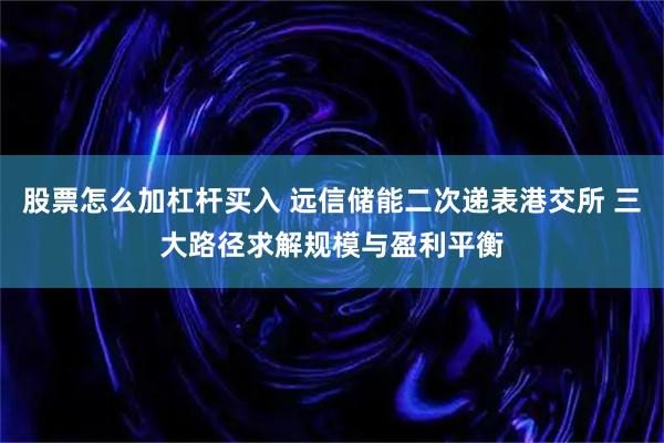 股票怎么加杠杆买入 远信储能二次递表港交所 三大路径求解规模与盈利平衡